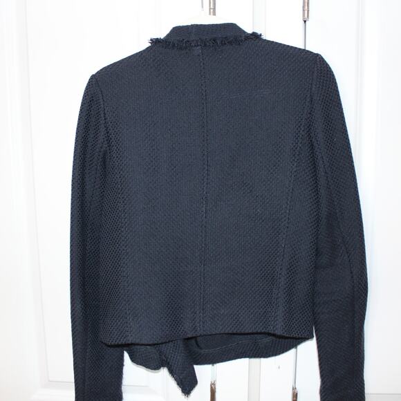 VINCE Tweed Frayed Edge Scuba Jacket Asymmetrical Zip | Medium - Picture 13 of 13
